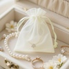 image:imageG2PLUS 25PCS Drawsring Organza Bags 5x7 inches  Light Green Organza Gift Bag Sheer Mesh Pouches for Candy Jewelry Fruits Wedding Party FavorsIvory