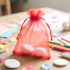 image:imageG2PLUS 25PCS Drawsring Organza Bags 5x7 inches  Light Green Organza Gift Bag Sheer Mesh Pouches for Candy Jewelry Fruits Wedding Party FavorsRed