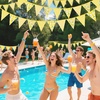 image:imageG2PLUS 39Ft Triangle Bunting Banner Green Blue Cotton Pennant Banner 42pcs Reusable Fabric Triangle Flags Party Decoration for Wedding Birthday Garden Party Spring Picnic Baby Shower DecorationsYellow Lemon