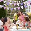 image:imageG2PLUS 39Ft Triangle Bunting Banner Green Blue Cotton Pennant Banner 42pcs Reusable Fabric Triangle Flags Party Decoration for Wedding Birthday Garden Party Spring Picnic Baby Shower DecorationsPurple Butterfly