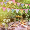 image:imageG2PLUS 39Ft Triangle Bunting Banner Green Blue Cotton Pennant Banner 42pcs Reusable Fabric Triangle Flags Party Decoration for Wedding Birthday Garden Party Spring Picnic Baby Shower DecorationsMixedcolor