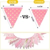 image:imageG2PLUS 39Ft Triangle Bunting Banner Green Blue Cotton Pennant Banner 42pcs Reusable Fabric Triangle Flags Party Decoration for Wedding Birthday Garden Party Spring Picnic Baby Shower DecorationsPink