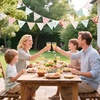 image:imageG2PLUS 39Ft Triangle Bunting Banner Green Blue Cotton Pennant Banner 42pcs Reusable Fabric Triangle Flags Party Decoration for Wedding Birthday Garden Party Spring Picnic Baby Shower DecorationsPink  Green