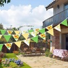 image:imageG2PLUS 39Ft Triangle Bunting Banner Green Blue Cotton Pennant Banner 42pcs Reusable Fabric Triangle Flags Party Decoration for Wedding Birthday Garden Party Spring Picnic Baby Shower DecorationsGreen Yellow White