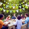 image:imageG2PLUS 39Ft Triangle Bunting Banner Green Blue Cotton Pennant Banner 42pcs Reusable Fabric Triangle Flags Party Decoration for Wedding Birthday Garden Party Spring Picnic Baby Shower DecorationsGreen White