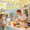 image:imageG2PLUS 39Ft Triangle Bunting Banner Green Blue Cotton Pennant Banner 42pcs Reusable Fabric Triangle Flags Party Decoration for Wedding Birthday Garden Party Spring Picnic Baby Shower DecorationsYellow Lemon