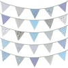 image:imageG2PLUS 39Ft Triangle Bunting Banner Green Blue Cotton Pennant Banner 42pcs Reusable Fabric Triangle Flags Party Decoration for Wedding Birthday Garden Party Spring Picnic Baby Shower DecorationsGrey  Blue