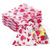 image:imageG2PLUS 50PCS Valentines Gift Bags Organza 3x4in Pink Foil Heart Sheer Mesh Organza Pouches with Drawstring for Valentines Day Party Favors Candy Gift Bags amp Wedding FavorsWhite Red  3x4