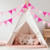 image:imageG2PLUS Cotton Fabric Bunting Banner 9Ft Green Triangle Pennant Banner Flag 12pcs DoubleSided Bunting Garland with Tassels for Birthday Nursery Baby Shower Classroom Hanging DecorPink
