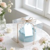 image:imageG2PLUS Gift Tags with String 100PCS White Blank Gift Wrapping Tag 33x22 in Pink Paper for Birthday Wedding Baby Bridal Shower DIY CraftBlue Single Border