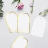 image:imageG2PLUS Gift Tags with String 100PCS White Blank Gift Wrapping Tag 33x22 in Pink Paper for Birthday Wedding Baby Bridal Shower DIY CraftGold Double Border  To From