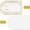 image:imageG2PLUS Gold Foil Dots Gift Tags 50 Pcs White Paper HangTags with String Metallic Gold Dots Present Tags Personalized Blank Labels for Wedding Birthday Party Favors 334216to fromGold Dots
