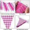 image:imageG2PLUS Green and White Gingham Fabric Bunting Banner 32Ft Cotton Burlap Triangle Garland for Xmas Wedding Dcor Birthday Picnic BBQ Golf Party amp Outdoor CelebrationsPinkWhite