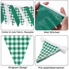 image:imageG2PLUS Green and White Gingham Fabric Bunting Banner 32Ft Cotton Burlap Triangle Garland for Xmas Wedding Dcor Birthday Picnic BBQ Golf Party amp Outdoor CelebrationsGreenWhite