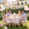 image:imageG2PLUS Hawaiian Bunting Banner 39Ft PreStrung Tropical Party Banner 4 Pack Double Sided Paper Hawaiian Floral Bunting Garland for Luau Birthday Baby Shower Summer Beach Party DecorationsPink Camellia