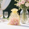 image:imageG2PLUS Organza Gift Bags 4x6 Inches  50Pcs Sheer Mesh Organza Bags with Gold Rattan Printed Drawstring Tulle Jewelry Pouches for Wedding Christmas Party FavorsGold  5x7 inches