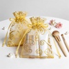 image:imageG2PLUS Organza Gift Bags 4x6 Inches  50Pcs Sheer Mesh Organza Bags with Gold Rattan Printed Drawstring Tulle Jewelry Pouches for Wedding Christmas Party FavorsGold 35x47 inches