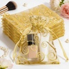 image:imageG2PLUS Organza Gift Bags 4x6 Inches  50Pcs Sheer Mesh Organza Bags with Gold Rattan Printed Drawstring Tulle Jewelry Pouches for Wedding Christmas Party FavorsGold 27X35 inches