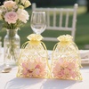 image:imageG2PLUS Organza Gift Bags 4x6 Inches  50Pcs Sheer Mesh Organza Bags with Gold Rattan Printed Drawstring Tulle Jewelry Pouches for Wedding Christmas Party FavorsGold  4x6 inches
