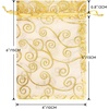 image:imageG2PLUS Organza Gift Bags 4x6 Inches  50Pcs Sheer Mesh Organza Bags with Gold Rattan Printed Drawstring Tulle Jewelry Pouches for Wedding Christmas Party FavorsGold  4x6 inches