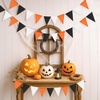 image:imageG2PLUS PreStrung Burlap Pennant Banners 39Ft Green Fabric Triangle Flag Bunting 36Pcs Pennant Banner Flags Garland for Golf Theme Party Birthday Wedding Baby Shower Party DecorationsBlack and Orange