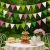 image:imageG2PLUS PreStrung Burlap Pennant Banners 39Ft Green Fabric Triangle Flag Bunting 36Pcs Pennant Banner Flags Garland for Golf Theme Party Birthday Wedding Baby Shower Party DecorationsPink and Green