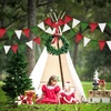 image:imageG2PLUS PreStrung Burlap Pennant Banners 39Ft Green Fabric Triangle Flag Bunting 36Pcs Pennant Banner Flags Garland for Golf Theme Party Birthday Wedding Baby Shower Party DecorationsRed and Green