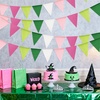 image:imageG2PLUS PreStrung Burlap Pennant Banners 39Ft Green Fabric Triangle Flag Bunting 36Pcs Pennant Banner Flags Garland for Golf Theme Party Birthday Wedding Baby Shower Party DecorationsPink and Green
