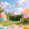 image:imageG2PLUS PreStrung Fabric Triangle Banner Garland 85ft DoubleSided Cotton Bunting Flags Reusable Pennant Banner for Boho Birthday Party Baby Shower Nursery DecorPastel Mix ColorPink Color