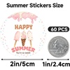 image:imageG2PLUS Summer Gift Stickers  60Pcs Happy Summer Stickers 2 Inch Round Ice Cream Label Sticker for Envelope Seals Gift Cards Bags Small Business Hawaii Tropical Luau Party FavorsSummerIce Cream