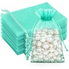 image:imageG2PLUS 100PCS Drawstring Organza Bags 4x6 in  Christmas Dark Green Organza Bags Sheer Mesh Pouches for Candy Fruits Baby Shower Wedding Party FavorsAqua Blue
