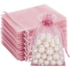 image:imageG2PLUS 100PCS Drawstring Organza Bags 4x6 in  Christmas Dark Green Organza Bags Sheer Mesh Pouches for Candy Fruits Baby Shower Wedding Party FavorsBlush Pink