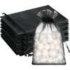 image:imageG2PLUS 100PCS Drawstring Organza Bags 4x6 in  Christmas Dark Green Organza Bags Sheer Mesh Pouches for Candy Fruits Baby Shower Wedding Party FavorsBlack