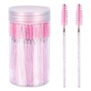 image:imageG2PLUS 100PCS Eyelash Brush Ajustable Disposable Mascara Wands Crystal Lash Spoolie Eyebrow Spoolie Brush with Container for Makeup Eyelash Extensions Pink