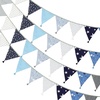 image:imageG2PLUS 108Ft Cotton Triangle Bunting Banner  12pcs Blue and Green Floral Fabric Pennant Flag with Tassels Double Side Triangle Banner Garland for Weddings Birthdays Garden amp Baby ShowersBlue and Gray