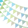 image:imageG2PLUS 108Ft Cotton Triangle Bunting Banner  12pcs Blue and Green Floral Fabric Pennant Flag with Tassels Double Side Triangle Banner Garland for Weddings Birthdays Garden amp Baby ShowersBlue and Green
