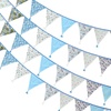 image:imageG2PLUS 108Ft Cotton Triangle Bunting Banner  12pcs Blue and Green Floral Fabric Pennant Flag with Tassels Double Side Triangle Banner Garland for Weddings Birthdays Garden amp Baby ShowersBlue