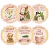 image:imageG2PLUS 120Pcs Christmas Gift Stickers  2 Inch Round Kraft Paper Christmas Holiday Wreath Labels Stickers for Gift Wrapping Party Favors DIY CraftsPink
