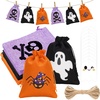 image:imageG2PLUS 24Pcs Thanksgiving Burlap Gift Bags  4X6 In Drawstring Goodies Treat Bags 8 Styles Pumpkin Gift Candy Pouches with Ghost Tags for Autumn Thanksgiving Halloween Party FavorsOrange Black Purple 5X7