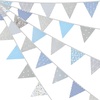 image:imageG2PLUS 39Ft Triangle Bunting Banner Green Blue Cotton Pennant Banner 42pcs Reusable Fabric Triangle Flags Party Decoration for Wedding Birthday Garden Party Spring Picnic Baby Shower DecorationsGrey  Blue