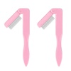 image:imageG2PLUS 4PCS Folding Eyelash Comb Eyebrow Comb Metal Teeth Eyelash Separator Comb Eyelash Brush and Comb Professional Tool for Define Lash amp Brow PinkBlackBaby Pink