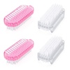 image:imageG2PLUS 4PCS Nail Brush Double Sided Nail Scrubber Brush Soft Stiff Bristles fingernail Cleaning Brush Angle Nails Toes Cleaning Brush for Men WomenPinkTransparent
