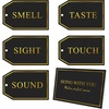 image:imageG2PLUS 5 Senses Gift Tags with String for Him and Her  Romantic White and Gold Gift Tags Set with Sense Greeting Card for Anniversary Valentines Day Birthday ChristmasBlack Gold