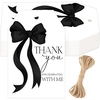 image:imageG2PLUS 50Pcs Thank You Tags  33x22 in Floral Gift Tags with String Thank You for Celebrating with Us Tag White Paper Party Favors Hangtag for Wedding Bridal Shower BirthdayMothers DayBlack Bow Thank You