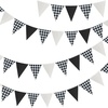 image:imageG2PLUS Green and White Gingham Fabric Bunting Banner 32Ft Cotton Burlap Triangle Garland for Xmas Wedding Dcor Birthday Picnic BBQ Golf Party amp Outdoor CelebrationsBlackWhite