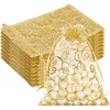 image:imageG2PLUS Organza Gift Bags 4x6 Inches  50Pcs Sheer Mesh Organza Bags with Gold Rattan Printed Drawstring Tulle Jewelry Pouches for Wedding Christmas Party FavorsGold  5x7 inches