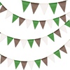 image:imageG2PLUS PreStrung Burlap Pennant Banners 39Ft Green Fabric Triangle Flag Bunting 36Pcs Pennant Banner Flags Garland for Golf Theme Party Birthday Wedding Baby Shower Party DecorationsGreen Brown White
