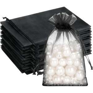 image:imageG2PLUS 100PCS Drawstring Organza Bags 4x6 in  Christmas Dark Green Organza Bags Sheer Mesh Pouches for Candy Fruits Baby Shower Wedding Party FavorsBlack