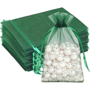 image:imageG2PLUS 100PCS Drawstring Organza Bags 4x6 in  Christmas Dark Green Organza Bags Sheer Mesh Pouches for Candy Fruits Baby Shower Wedding Party FavorsDark Green