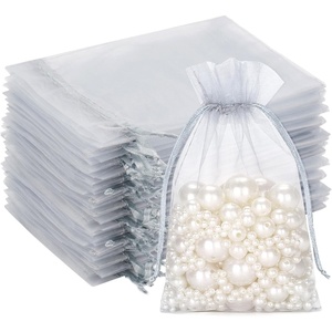 image:imageG2PLUS 100PCS Drawstring Organza Bags 4x6 in  Christmas Dark Green Organza Bags Sheer Mesh Pouches for Candy Fruits Baby Shower Wedding Party FavorsGrey